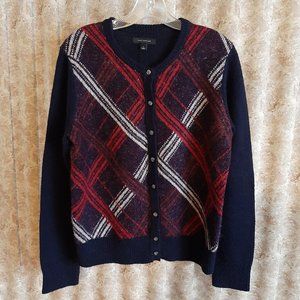 Plaid front cardigan Large Ann Taylor